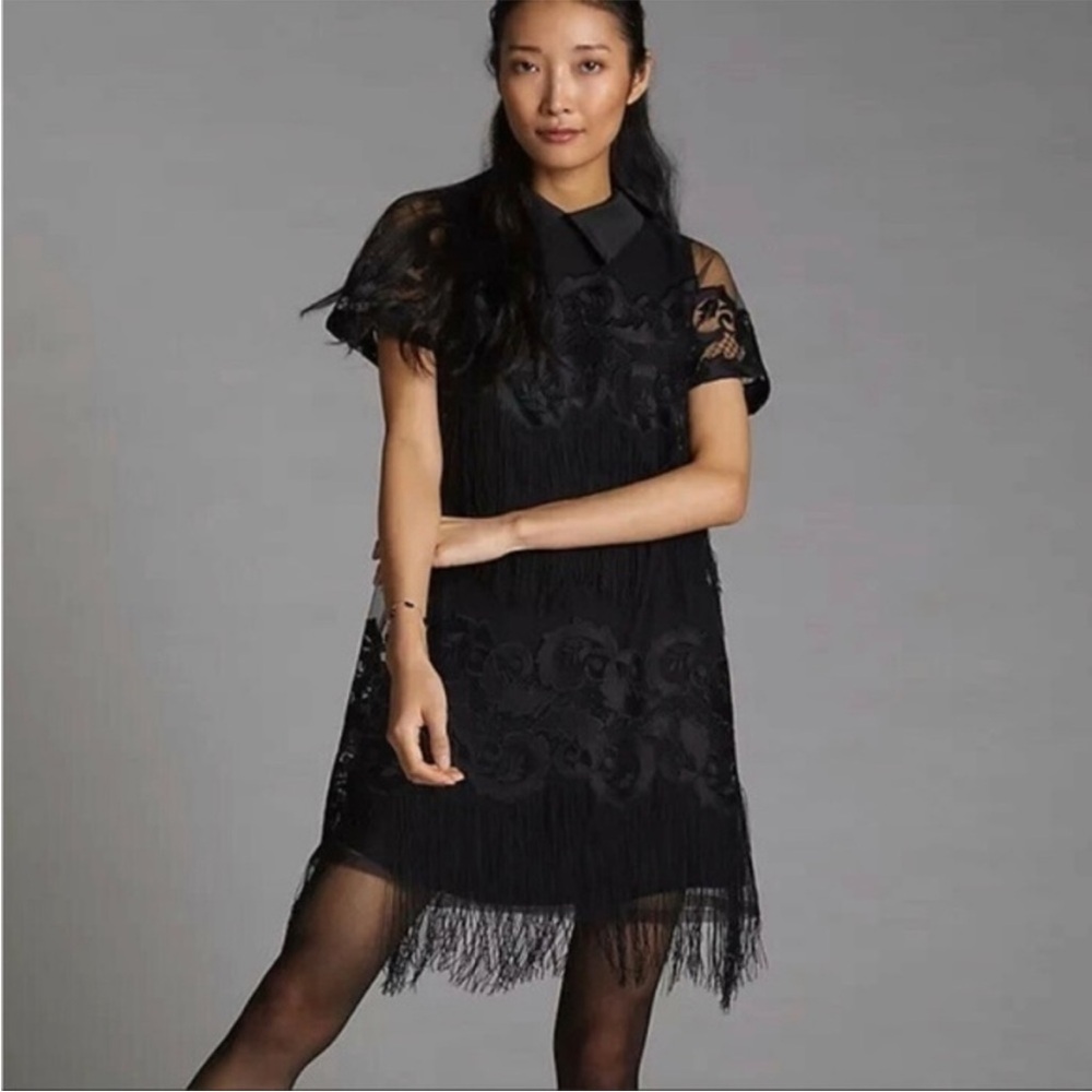 Maeve | Antropologie | Removable Collar Fringe Dress | Size Small